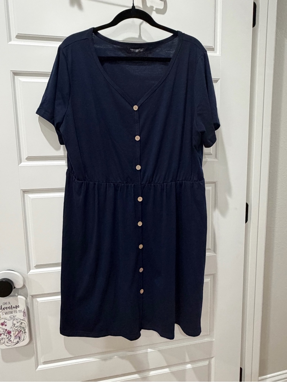 SHEIN Navy Short-Sleeve Button-Front Mini Dress